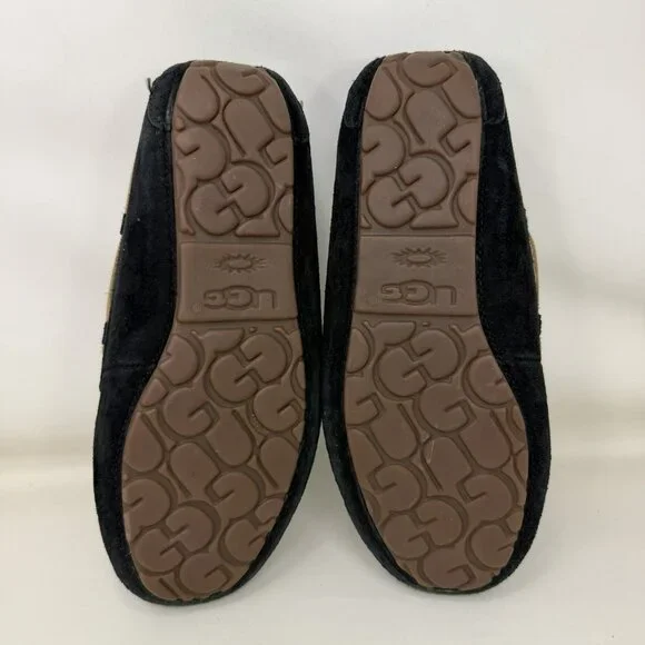 Ugg Dakota Shearling Lined Suede Slippers Moccasins Black Women’s Size 6 - Picture 6 of 6
